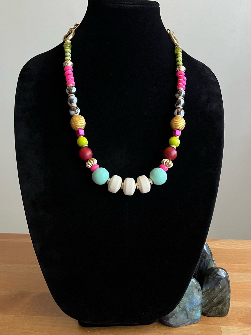 Plunder Design Maggie beaded chain necklace featuring colorful accent beads